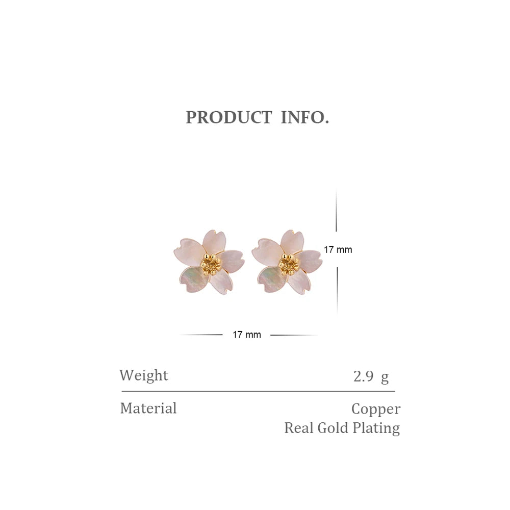 Sakura Natural Shell Flower Stud