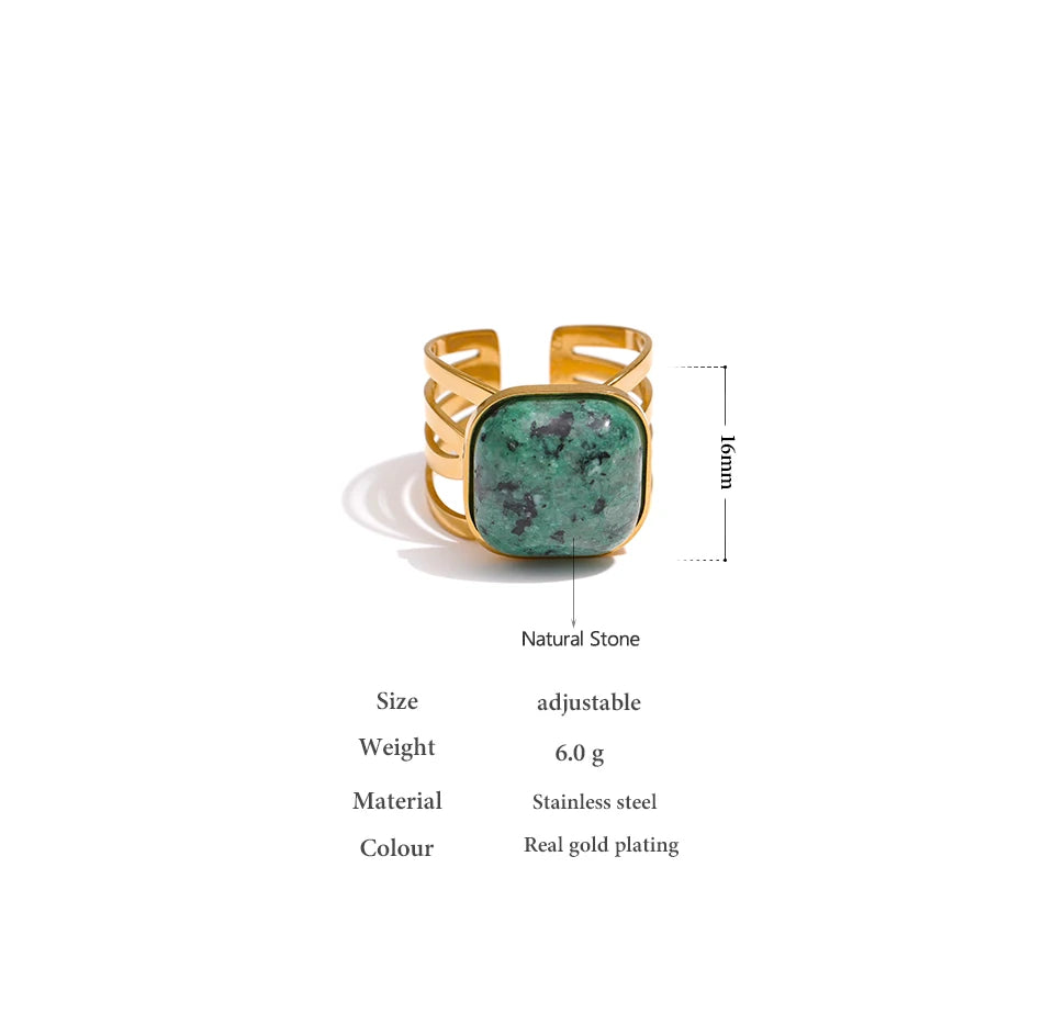 Green Natural Turquoise Opening Ring