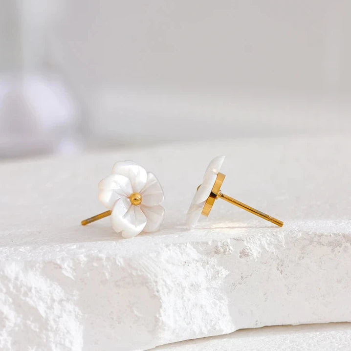 Stainless steel Korean Romance Shell Flower Studs