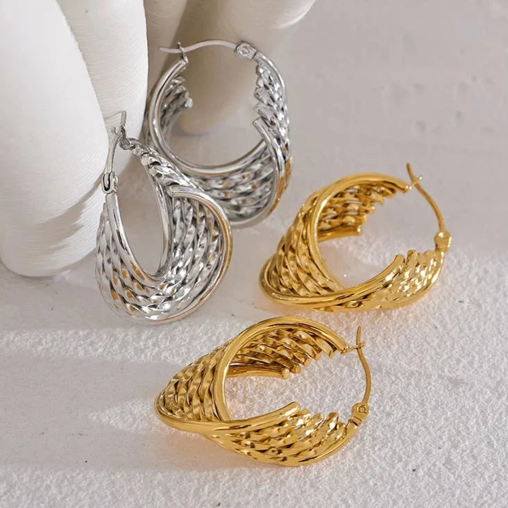 Twisted Hollow Hoop Earrings