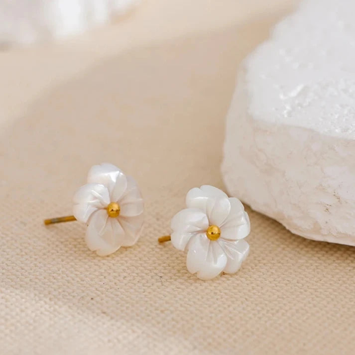 Stainless steel Korean Romance Shell Flower Studs