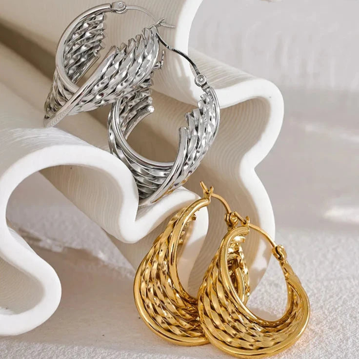 Twisted Hollow Hoop Earrings