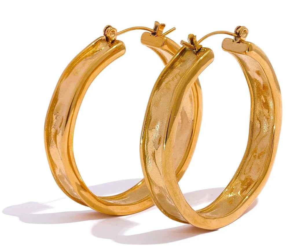 Stainless Steel Round Big Hoop Earrings