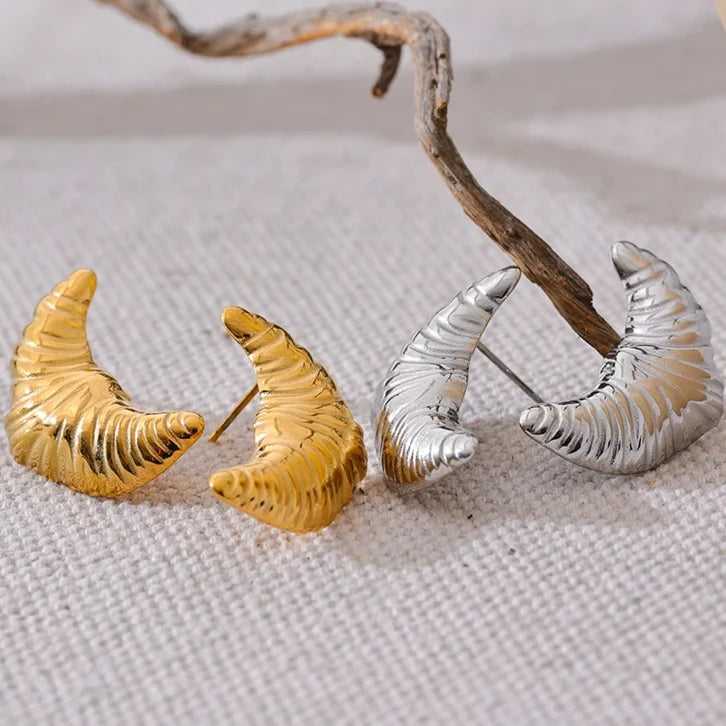 Cute Croissant Moon Stud Earrings