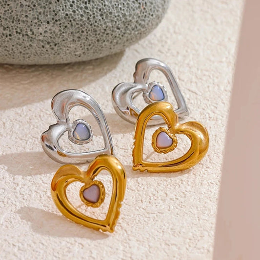 Exquisite Heart Love Hollow Romantic Stud