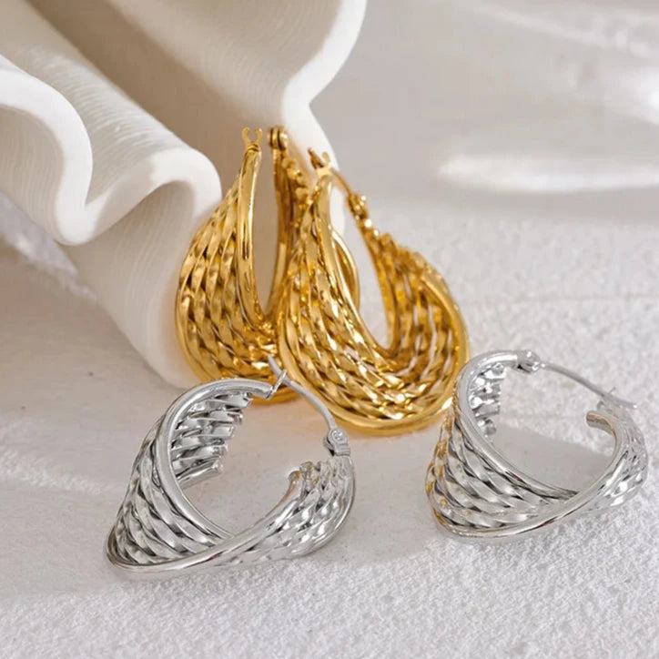 Twisted Hollow Hoop Earrings