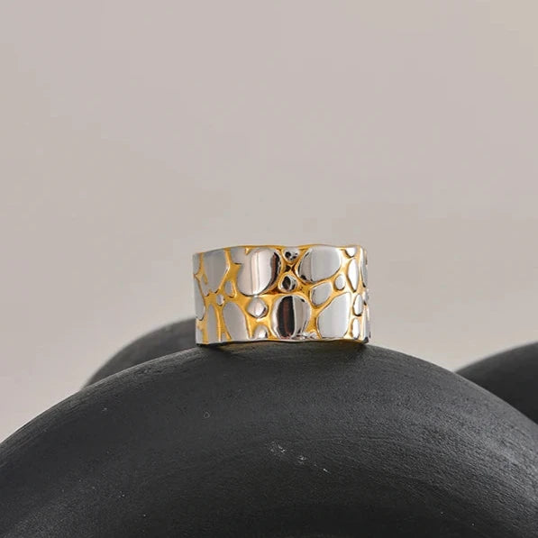 Wide Double Color Statement Ring